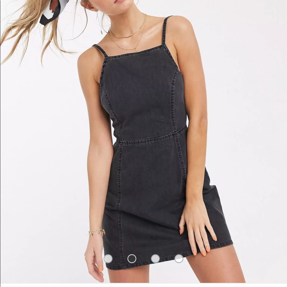 NWOT ASOS washed black backless denim dress